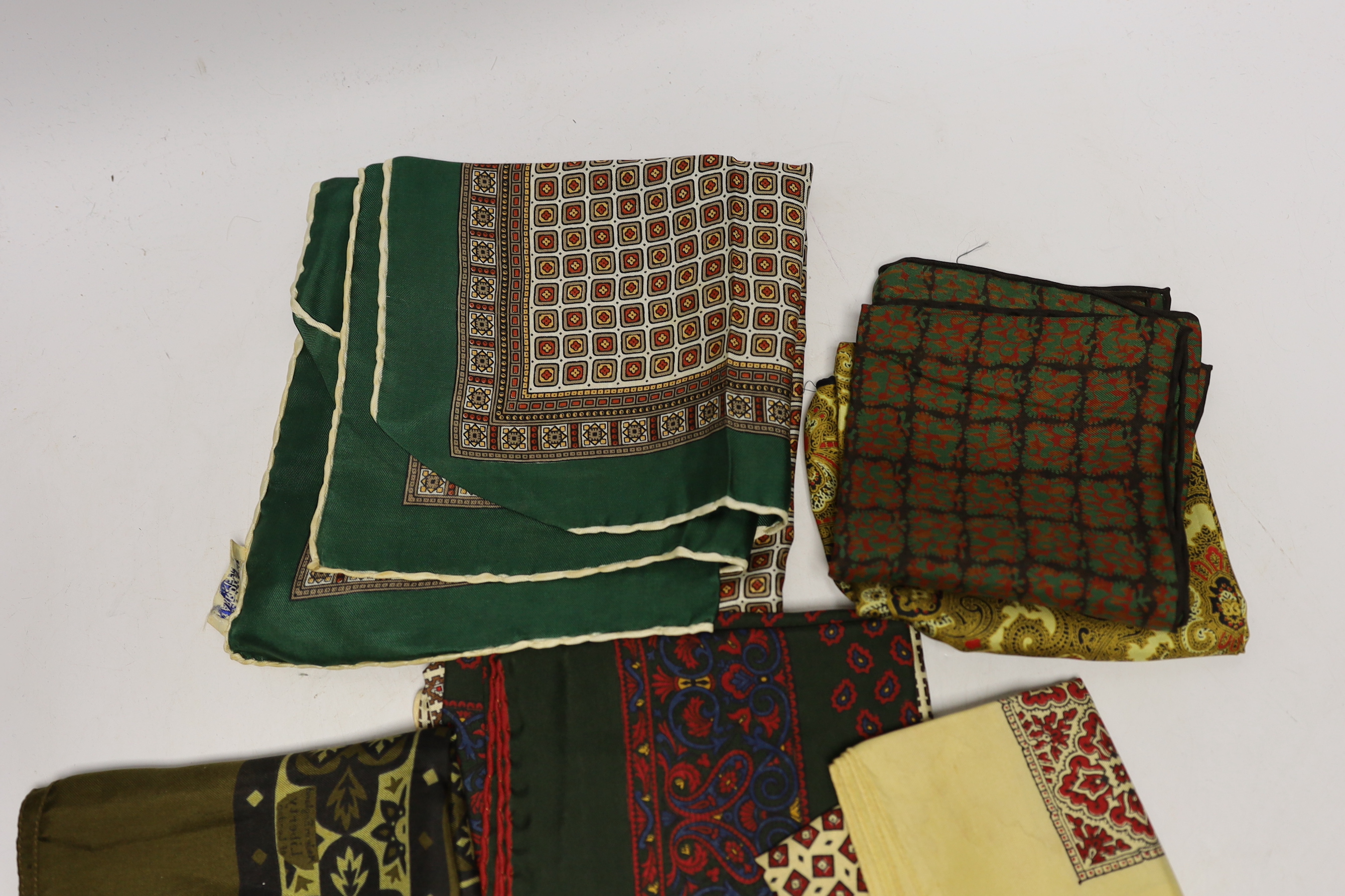 Nine Liberty silk printed gentlemen’s kerchiefs